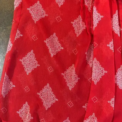 Xhilaration  Red and White Sheer Top with Neck Bow Size XS