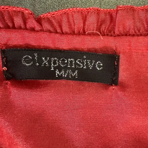 Source Unknown El Expensive Red Ruffle Hem Slip Dress/ Flowy Summer Dress (1095)