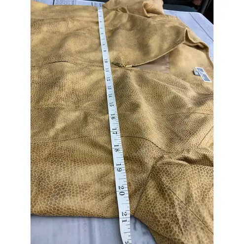 JM Collection Faux Leather Zip Up Jacket Womens 12p Snake Brown Pockets Lined