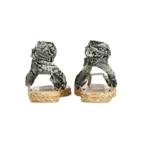 Zimmermann Scarf Tie Leather-trimmed Silk Twill Espadrille Sandals in Snake