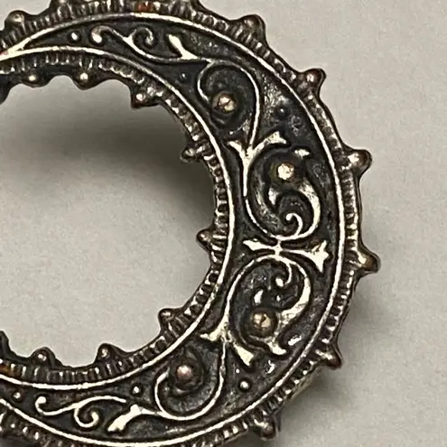 Crescent Legends Moon Shape Silver Tone Metal Pierced Post Earrings with Dangles