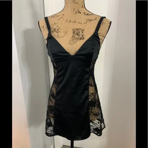 La Perla  Black Satin & Lace Lingerie Chemise