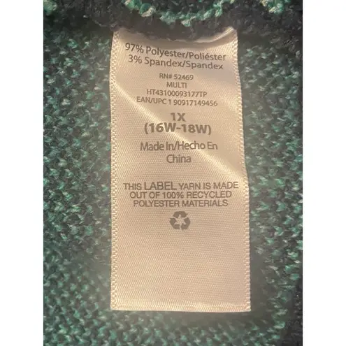 Holiday Time Navy Christmas Tree Ugly Sweater 1X (16W-18W) Sequin Detail NWT