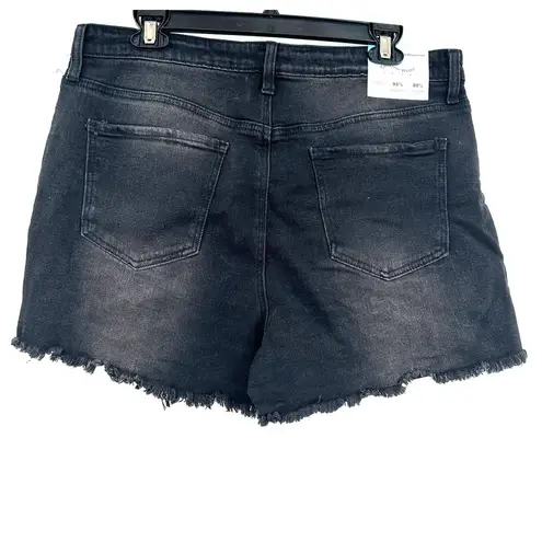 Abound  size‎ 34 black denim jean shorts raw hem high rise fit