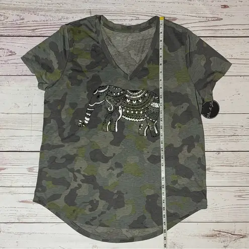 MIC & JAX Camo Elephant Print Tee Shirt Size XL