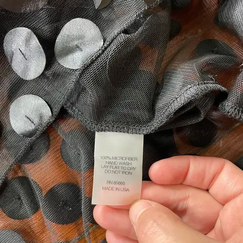 Staples 3D Polkadot Circle Black Faux Leather Disc Sheer Illusion Dress