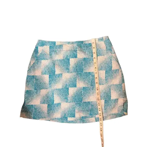 Lady Hagen  Women's Size 4 Golf Skirt Skort Turquoise Blue Dot Square Cotton EUC