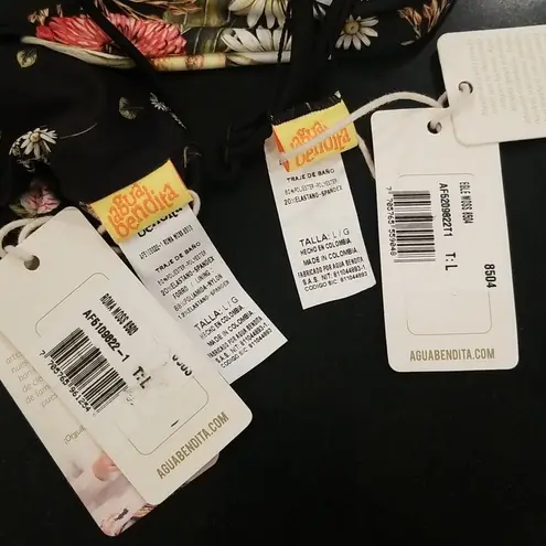 Agua Bendita ππ Roma Moss Bikini Top + Egle Moss Bikini Bottoms ~ Floral L NWT