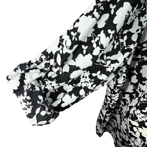 Ava & Viv 4X-Large Tunic Top Floral V-Neck Roll-Tab Sleeve Semi-Sheer Hi-Low Hem