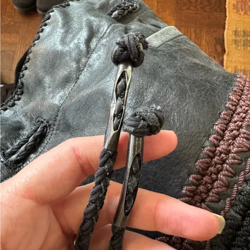 The Sak The Sac Black Leather Heritage Drawstring Bucket Bag soft leather bag