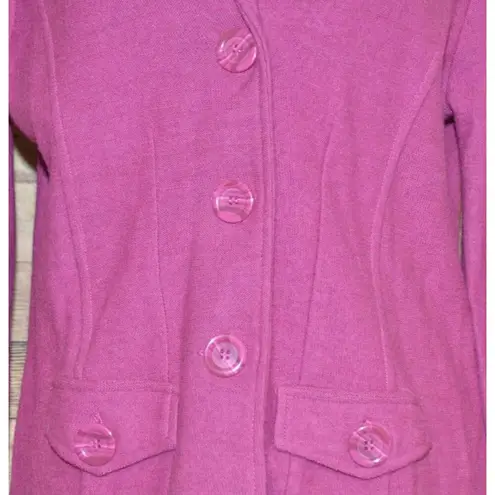 appleseed's Ladies M Plum Purple 100% Wool Sweater Jacket Button Up Warm Career