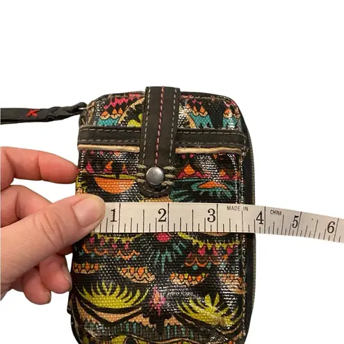 Sakroots Colorful Patterned zipper Black Blue Wallet Boho Floral