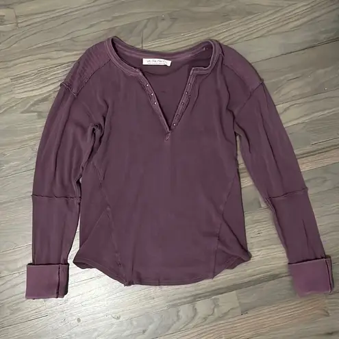 Free People  We The Free Purple Henley Style Long Sleeve Small