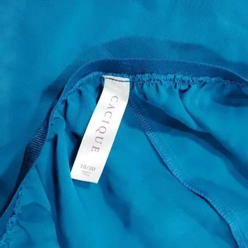 Cacique Halter Babydoll Chemise Slip Teal Blue Nightgown Size 18/20 Sleep Dress