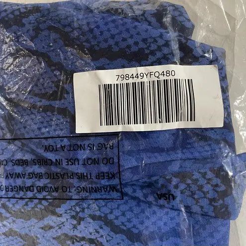 New G by Giuliana Snake Print Mesh Flutter Cap Sleeve Top Aria Blue Size XS