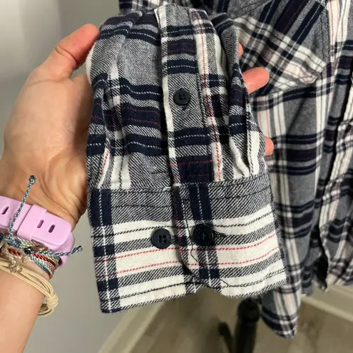Coastal Blue Coastal Plaid Flannel Shirt Medium Blue Casual Button Up Preppy Grunge Granola