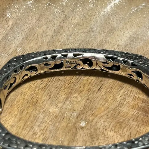 Sterling Silver Sarda Filigree Hinged Bangle Bracelet