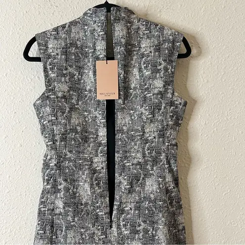 MM.LaFleur Aditi Sheath Dress in Black and White Crackle Print NEW Size 2