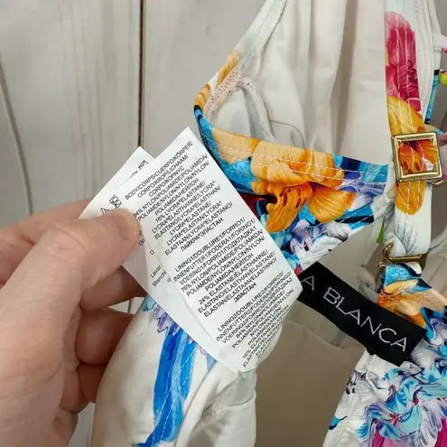 La Blanca Women’s 6 White Floral Strappy One Piece Swim