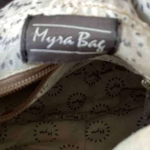 Myra Bag Gray and Cream Geometric Pattern Shoulder Bag Brown