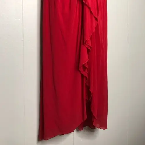 Oleg Cassini Vintage Red Cherry Silk Beaded Formal Dress Size 6
