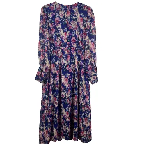 Julia Jordan Womens Midi Floral Dress Size 12 Multi Button Front Long Cottage