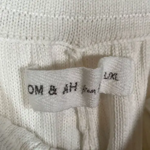 Om & Ah From The Earth Sz L / XL Ribbed Knit Lounge Pants White Wide Leg