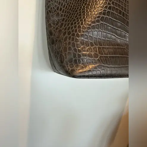 Hartmann Tote Croc Embossed Black Leather Zip close hand/shoulder bag