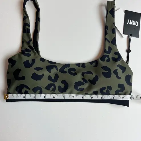 DKNY NWT  Leopard-Print Bikini Top Block Leopard Moss Green Sz S | Vacation Beach