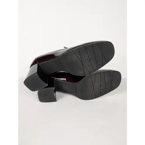 Aquatalia Burgundy Michelle Patent Leather Loafer Pumps Block Heel Women's 10