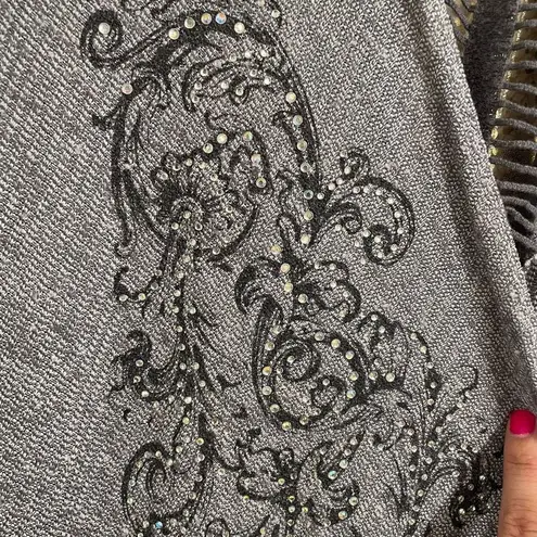 Vocal Gray Long Sleeve Rhinestone Sweater M/L