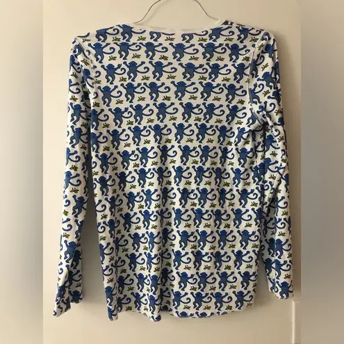 Roller Rabbit Pima Cotton Monkey Print Pajamas PJs in Blue TOP ONLY Size Small
