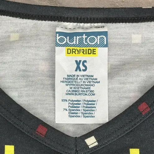 Burton Midweight V-Neck Layering Long Sleeve Top Black Print Size XS