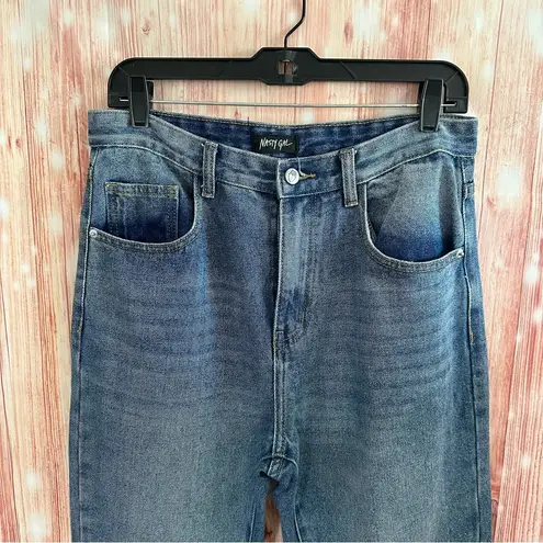 Nasty Gal  Blue Stonewashed High Rise Mom Jeans Size 8