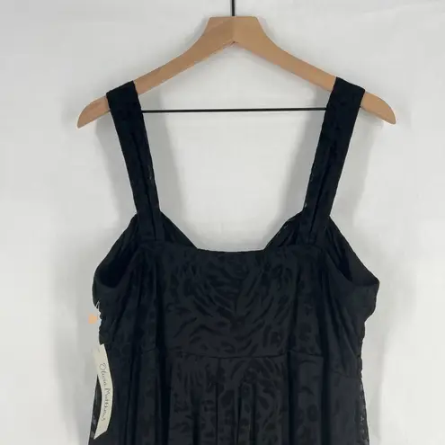 Olivia Matthews Dress Womens XL Black Leopard Velvet Burnout Handkerchief Hem