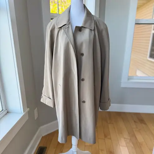 Worthington Vintage  Khaki Tan Trench Coat Button In Lining and Hood Size XL