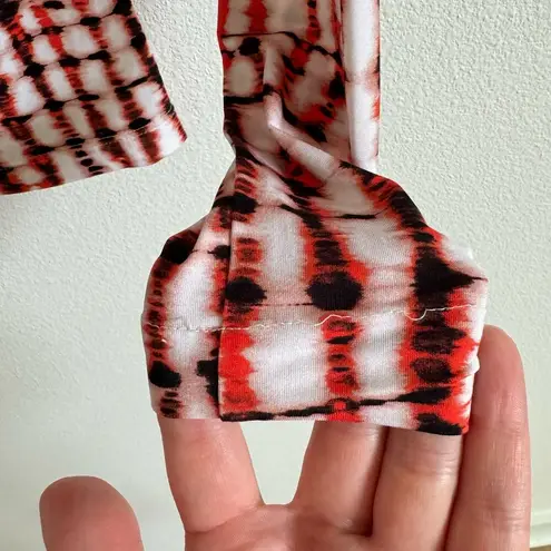 St. John Red Tie Dye Nuda Long Sleeve Mock Neck Top Women’s XS