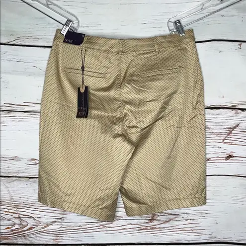 NYDJ NWT Size 12 Khaki & Purple Polka Dot 11” Inseam LiftxTuck Bermuda Shorts