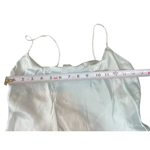 Victoria's Secret Victoria’s Secret 100% Silk Short Slip Dress Nightgown M Blue Satin Gold Label