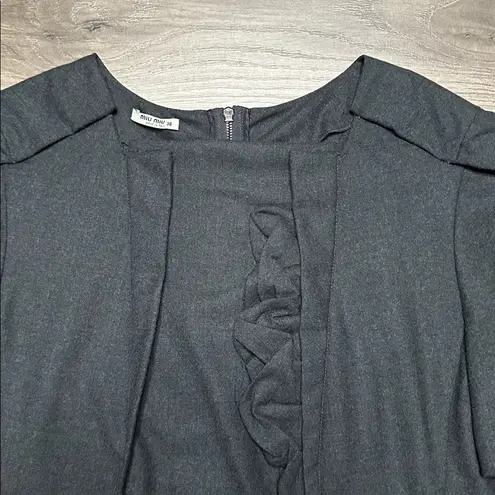 Miu Miu Gray Wool Classic Short Sleeve Dress Size 38