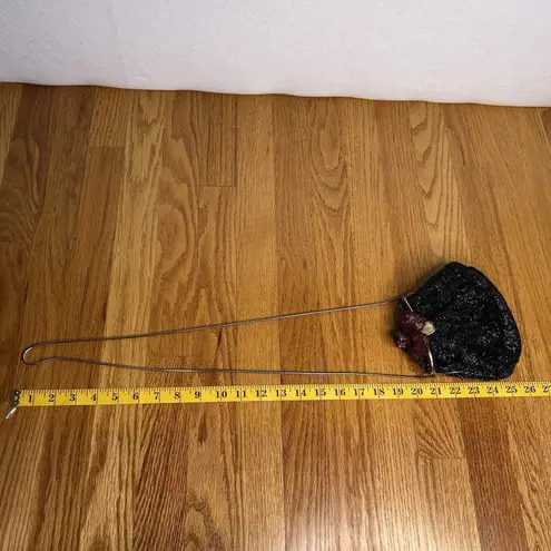 Vintage Handmade Black Beaded Cross Body Bag Purse Evening Gold Strap Clutch