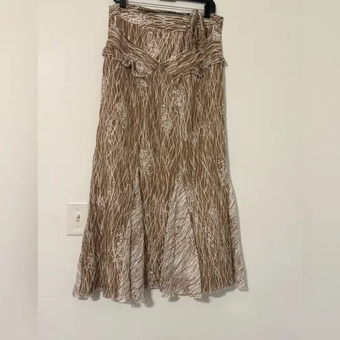 Anna Sui x Anthropologie Long Brown Maxi Skirt Boho Size 10