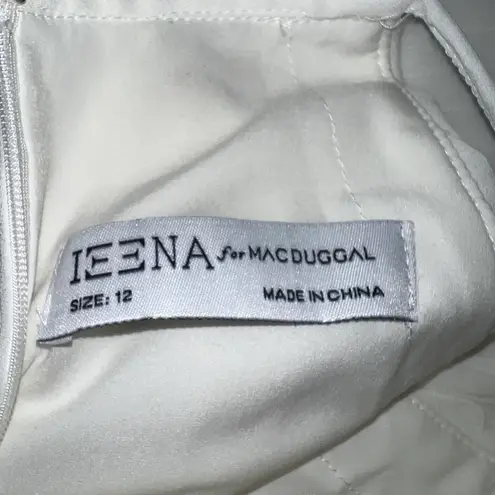 Mac Duggal NEW Ieena For Pleated Halter Neck Flowy Gown In White