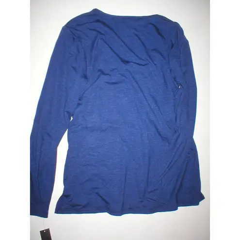 Natori NWT New Lounge Top Womens $98 Blue LS Large L Soft Office Jersey Rayon