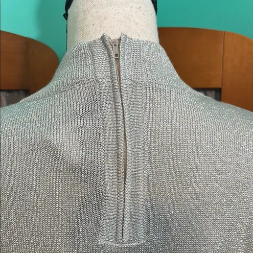 Rochelle California silver sparkle Fitted Short Sleeve sweater top Gray Size XS