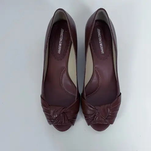 Johnston & Murphy Womens Shoes Size 7.5 Red Open Toe Slip On Heels Pumps