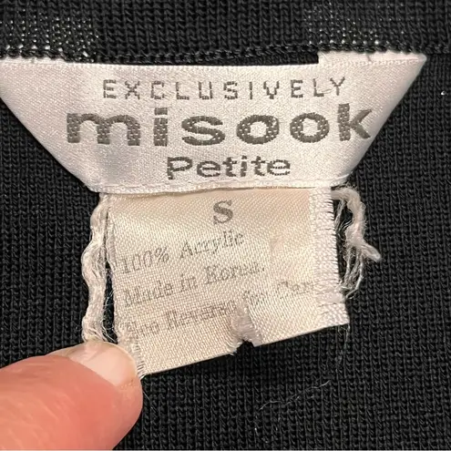 Misook Exclusively Solid Black Stretch Acrylic Knit Side Slit Midi Skirt Small P