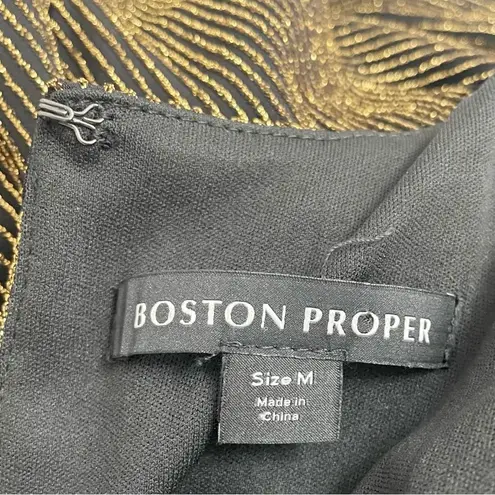 Boston Proper NWT Glitter Wide Leg Jumpsuit Black & Gold Stripe Size Medium NEW