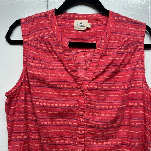 Mata Traders Button Front Sleeveless Women's Shirt Dress Size Medium Lightweight Pink