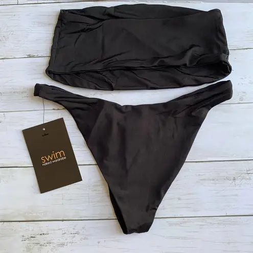 Naked Wardrobe NWT Bandeau Bikini Set in Black